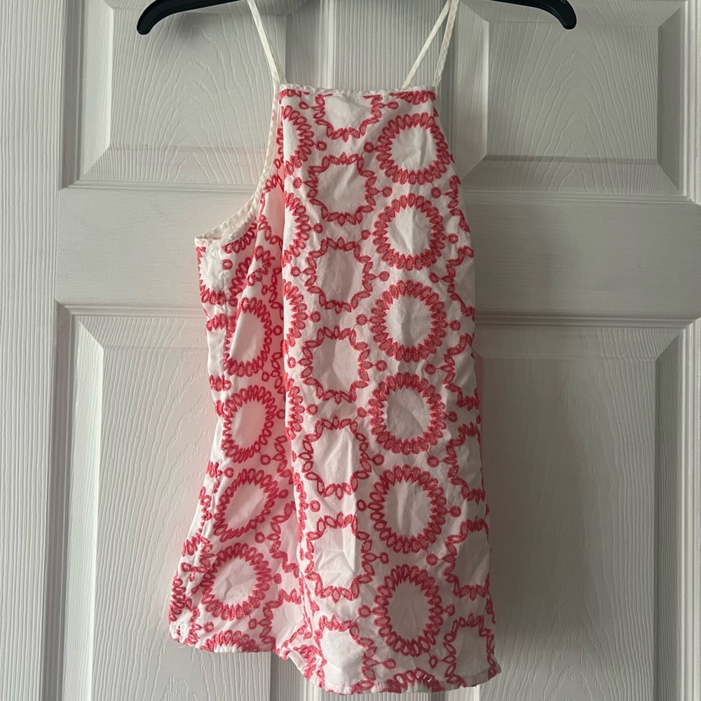 Banana Republic Pink and White Camisole with Bold Geometric Design